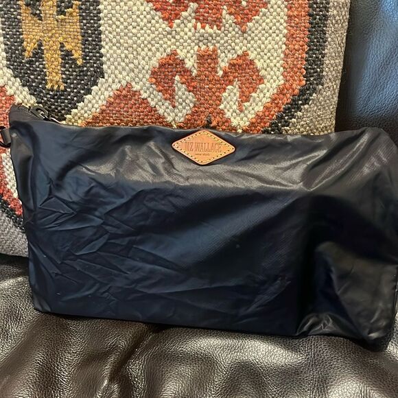 MZ WALLACE Shiny Black Pouch with Brown Accent three included - Picture 2 of 10